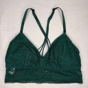 Auden Green Lace Bralette Size S Cross Over Back Without Cup Inserts